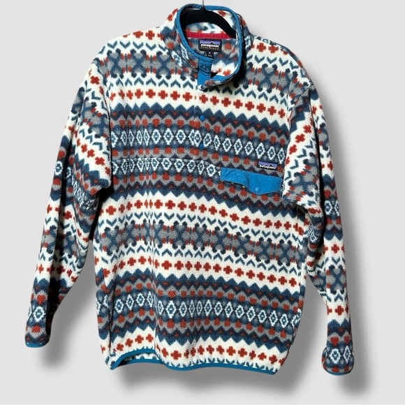 Patagonia Synchilla Snap-T Fleece Pullover Medium Cliff Underwater Aztec Blue - Picture 5 of 13